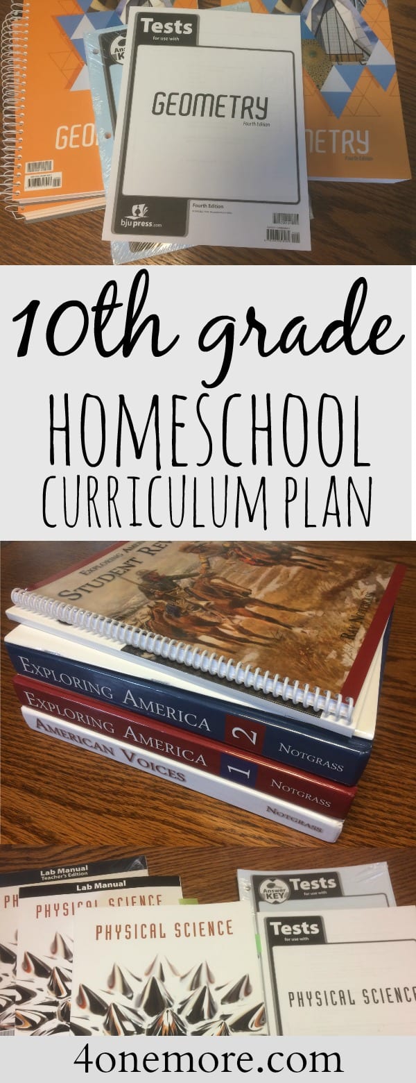 10th Grade Homeschool Curriculum Plan