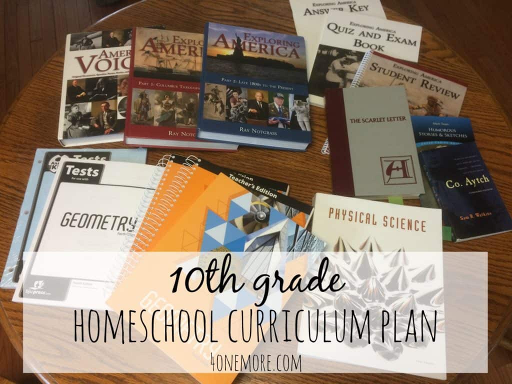 10th Grade Homeschool Curriculum Plan