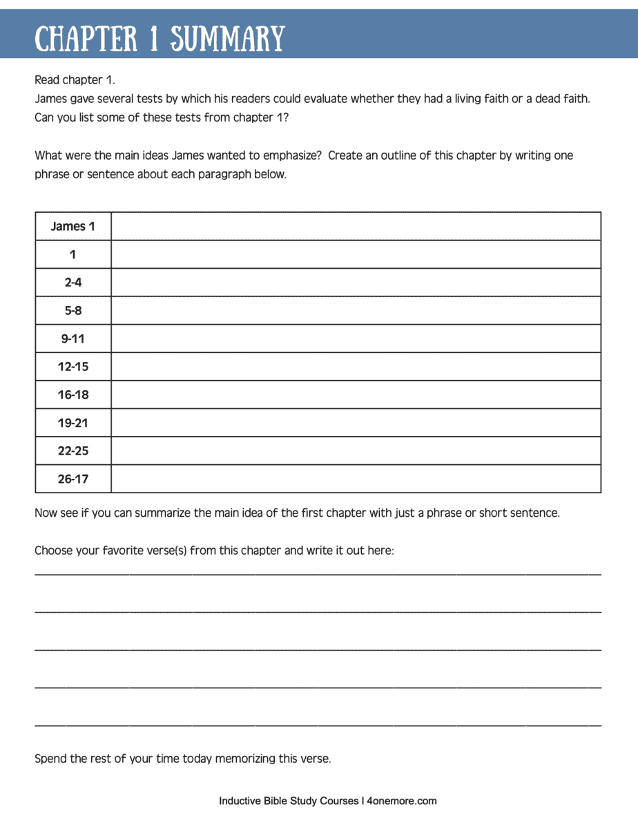 James: Self Study Workbook for Inductive Bible Study - 4onemore