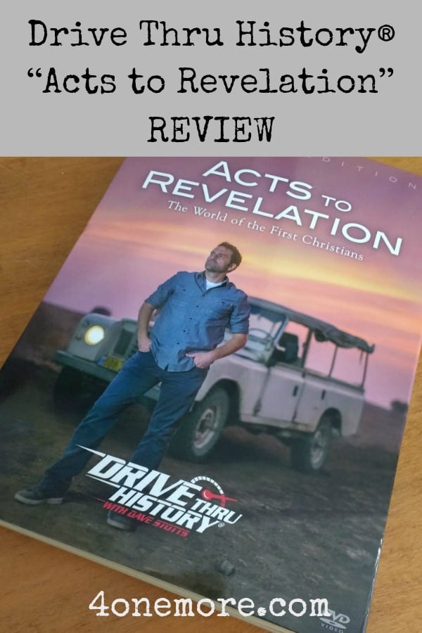 Drive Thru History® nights at our house these past few months have been highly anticipated.  Once everyone was settled with a bowl of popcorn and a blanket, each one from age five up to age forty-one thoroughly enjoyed traveling through Biblical history with Dave Stotts and Drive Thru History®  “Acts to Revelation” episodes.
