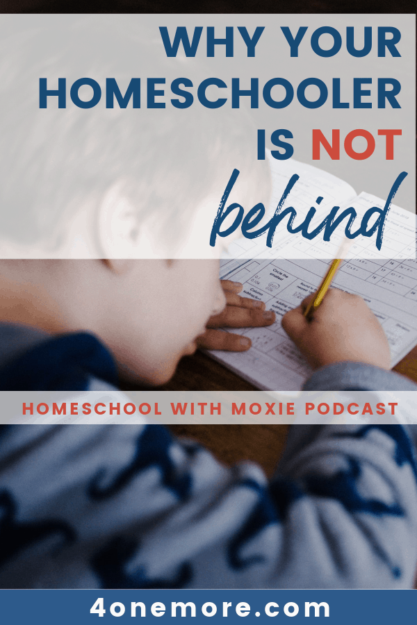 Hard time homeschooling? Here's why your homeschooler is not behind. And better yet, here are solutions to try if you're both struggling.